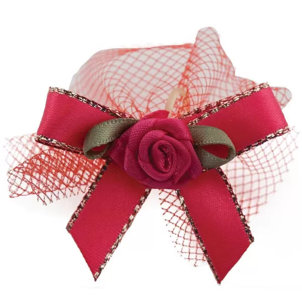 Shop Fancy Finishes Gold Edge Satin Bows With Tulle & Rose Center Bows