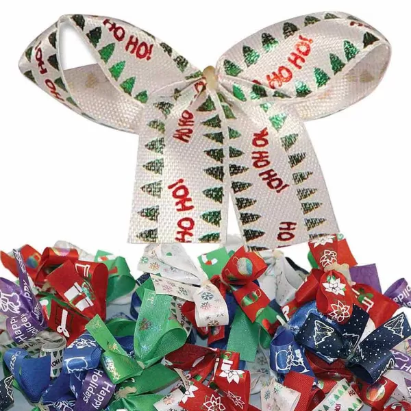 Clearance Fancy Finishes Pre-Tied Bows With Paw Print Pattern - 50 Ct. Bows