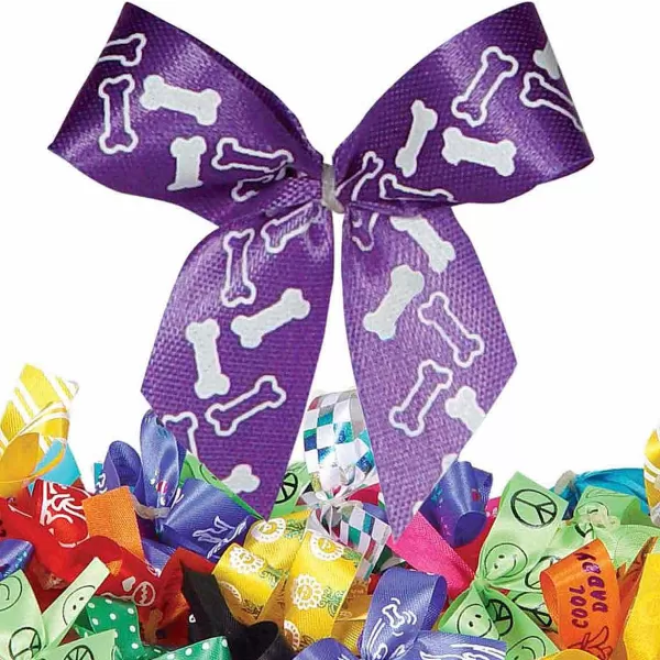 Clearance Fancy Finishes Pre-Tied Bows With Paw Print Pattern - 50 Ct. Bows