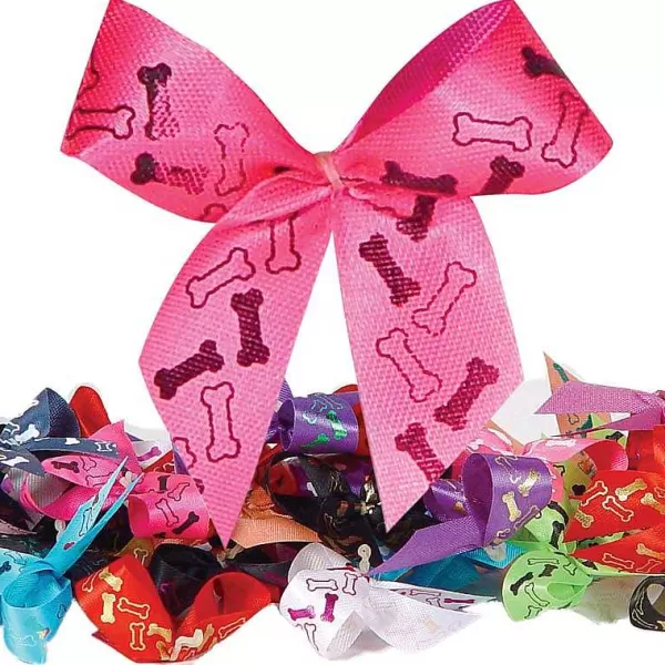 Clearance Fancy Finishes Pre-Tied Bows With Paw Print Pattern - 50 Ct. Bows