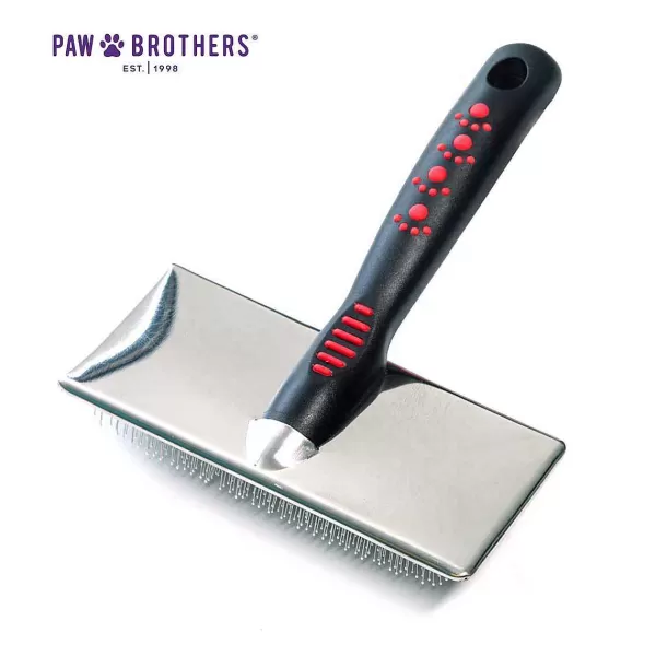 Store Paw Brothers Soft Pin Flat Slicker With Coated Pin Tips - Small/Medium Grooming Tools