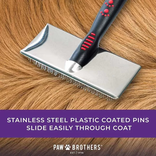 Store Paw Brothers Soft Pin Flat Slicker With Coated Pin Tips - Small/Medium Grooming Tools