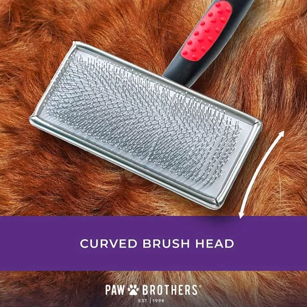 Store Paw Brothers Soft Pin Flat Slicker With Coated Pin Tips - Small/Medium Grooming Tools