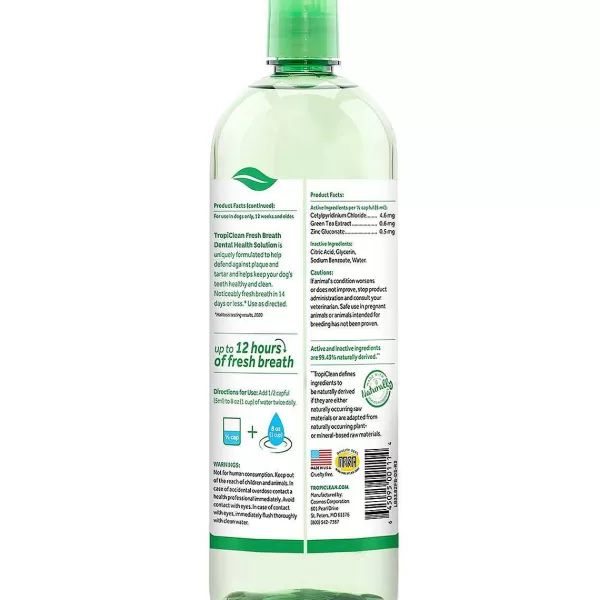 New Tropiclean Fresh Breath Oral Care Water Additive 33.8 Oz Dental Care