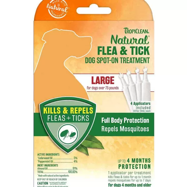 Cheap Tropiclean Natural Flea & Tick Spot On Treatment Large Dog 4Ct Flea & Tick