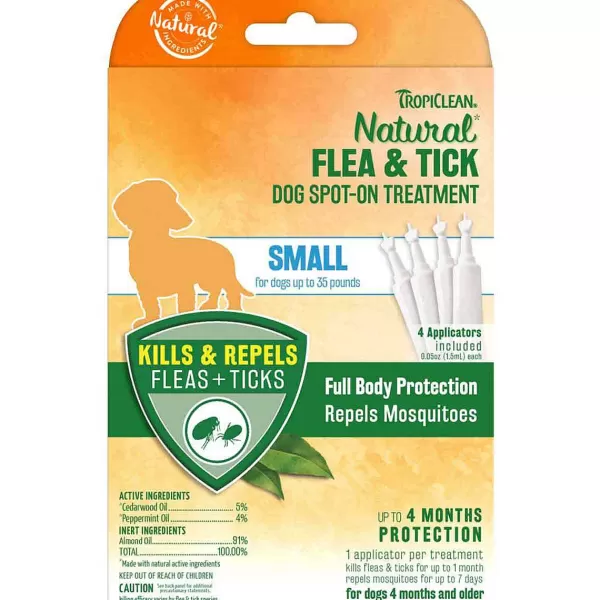 Hot Tropiclean Natural Flea & Tick Spot On Treatment Small Dog 4Ct Flea & Tick